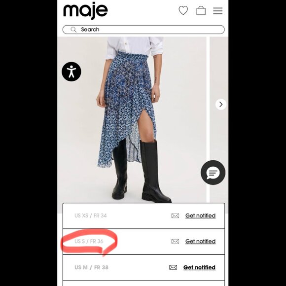 Maje Printed Viscose Elasticated Skirt Blue x White Size 36 (US S) - Picture 14 of 16